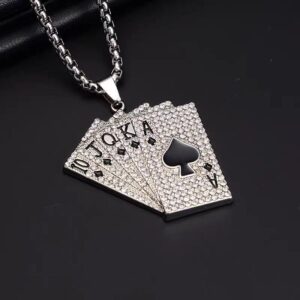 Poker Playing Cards Pendant Necklace