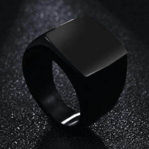 Chunky Signet Black Ring
