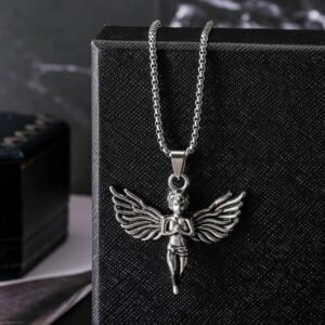 Greek Angel Silver Pendant Necklace