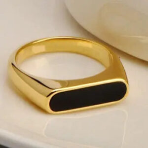 Gold & Black Enamel Bar Ring