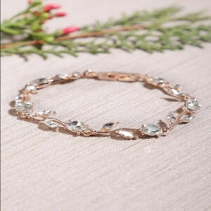 White Crystal Leaf Bracelet for Women
