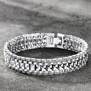 Silver Geometric Bracelet for Men