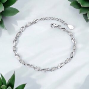 Sterling Silver White Stone Bracelet For Women
