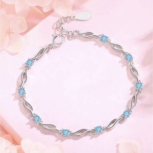 Sterling Silver Blue Stone Bracelet For Women