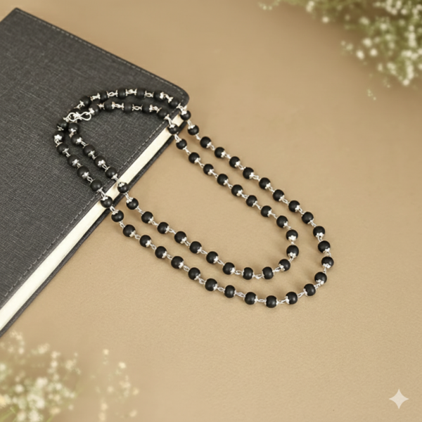 Karungali Malai Silver Cap Necklace